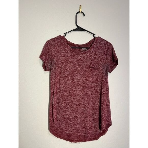 Hollister Tops - Hollister Marled Burgundy Pocket Tee Shirt Women's‎ XS Short Sleeve Casual